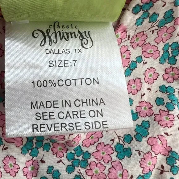 NEW Classic Whimsy Floral Flutter Sleeve Pink Bow Dress Size 7 - Picture 4 of 5